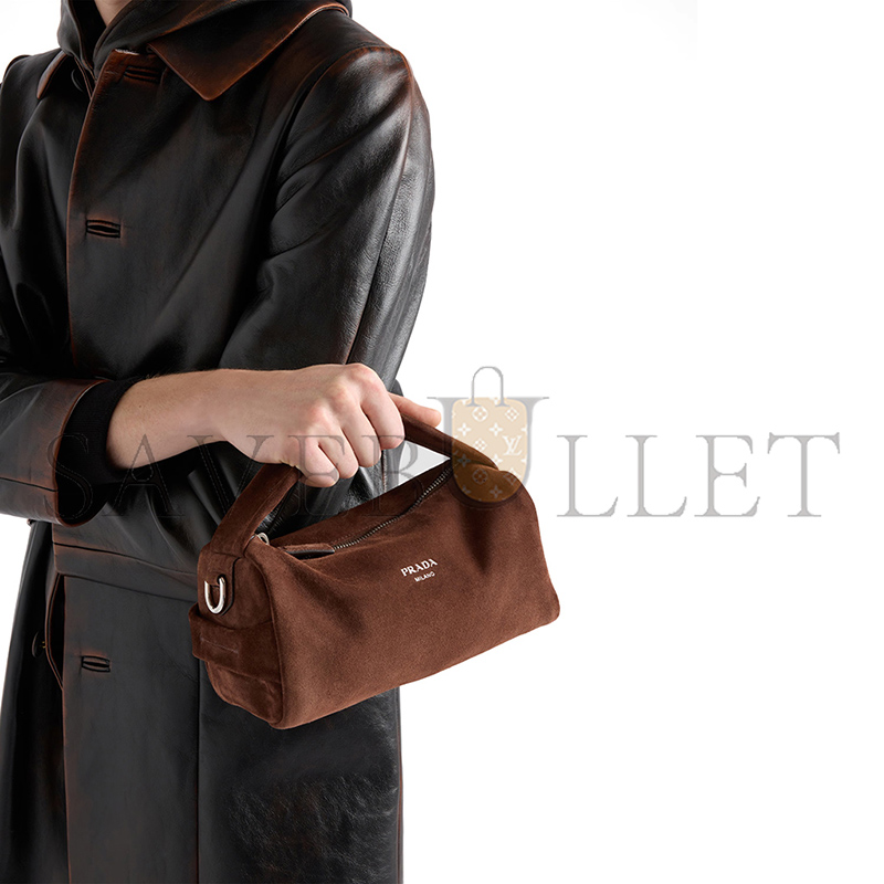 PRADA SUEDE LEATHER SHOULDER BAG 2VH188 (24*11*11cm)